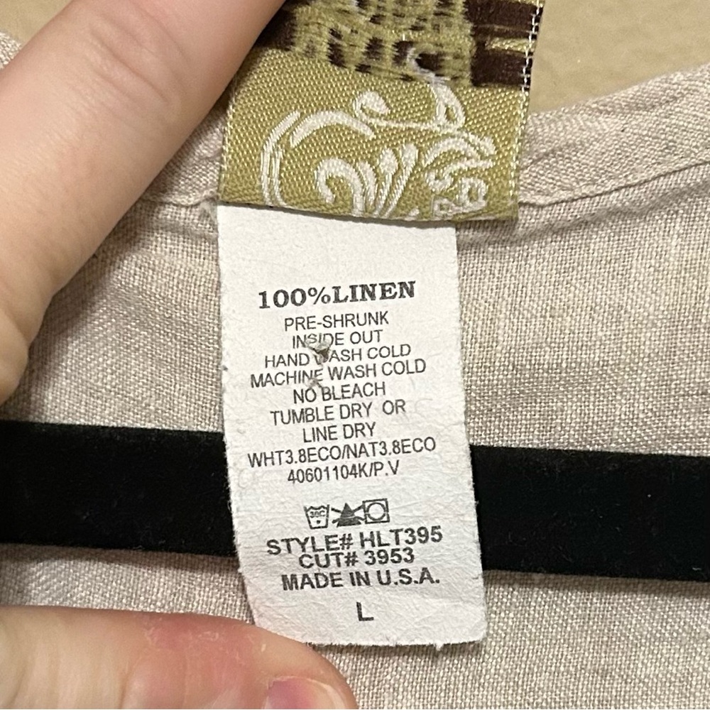 Match Point USA Linen Open Front Beige Cardigan Sz L Boho Natural Fiber Basic - Picture 8 of 8